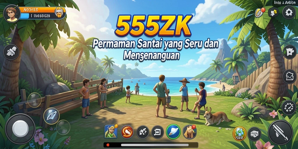 Tampilan gameplay 555ZK yang cerah dan menyenangkan.