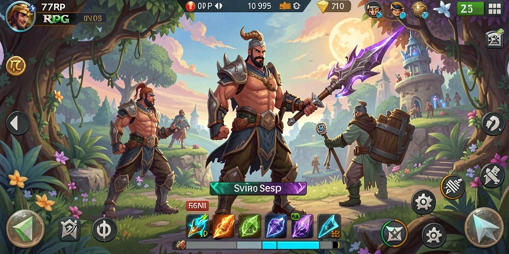 Tampilan permainan 77RP yang penuh aksi dan strategi RPG.