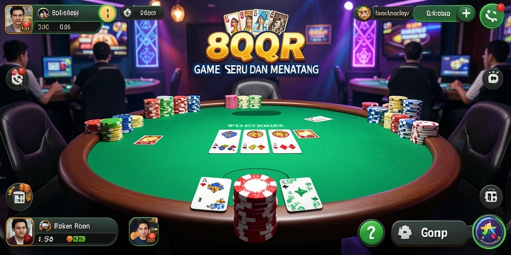 Tampilan gameplay Poker yang menarik dan interaktif di 8QR.