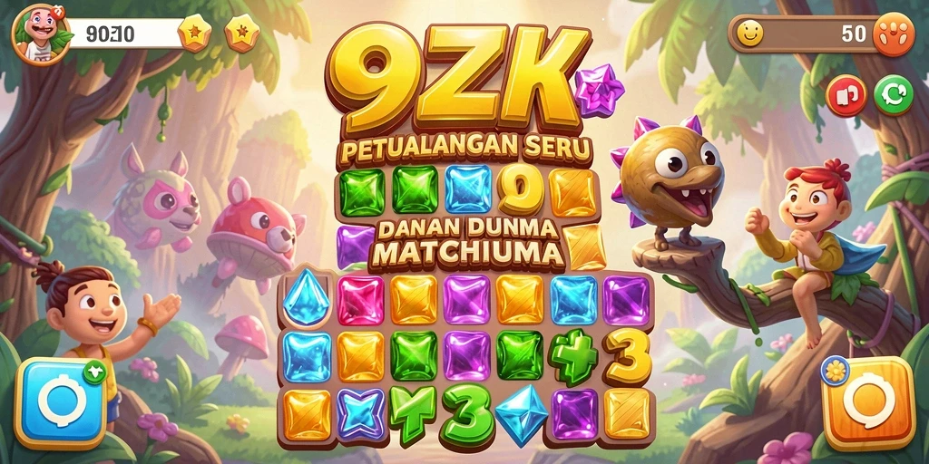Tampilan gameplay menarik dalam 9ZK dengan elemen Match-3.