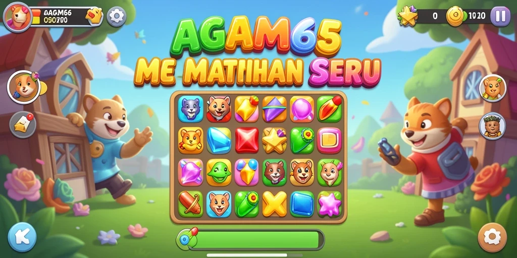 Tampilan gameplay AGAM66 dengan kombinasi warna-warni dan tantangan seru.