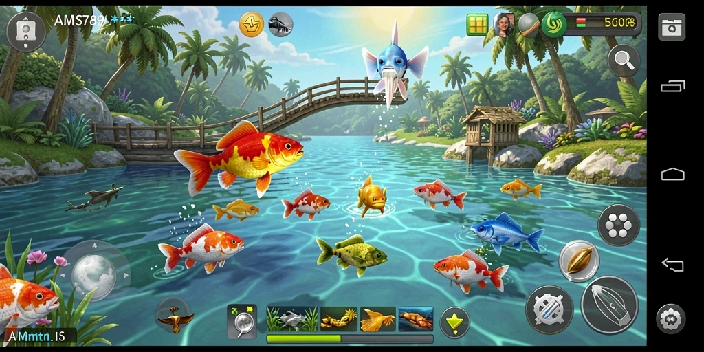 Tampilan gameplay <strong>AMS789</strong> yang menakjubkan saat memancing di lautan.