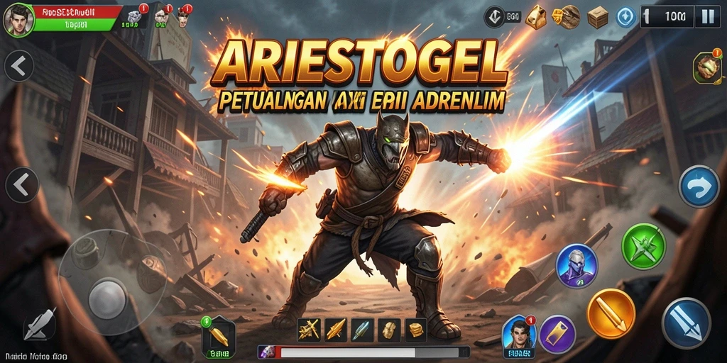 Tampilan gameplay ARIESTOGEL yang penuh aksi dan seru.