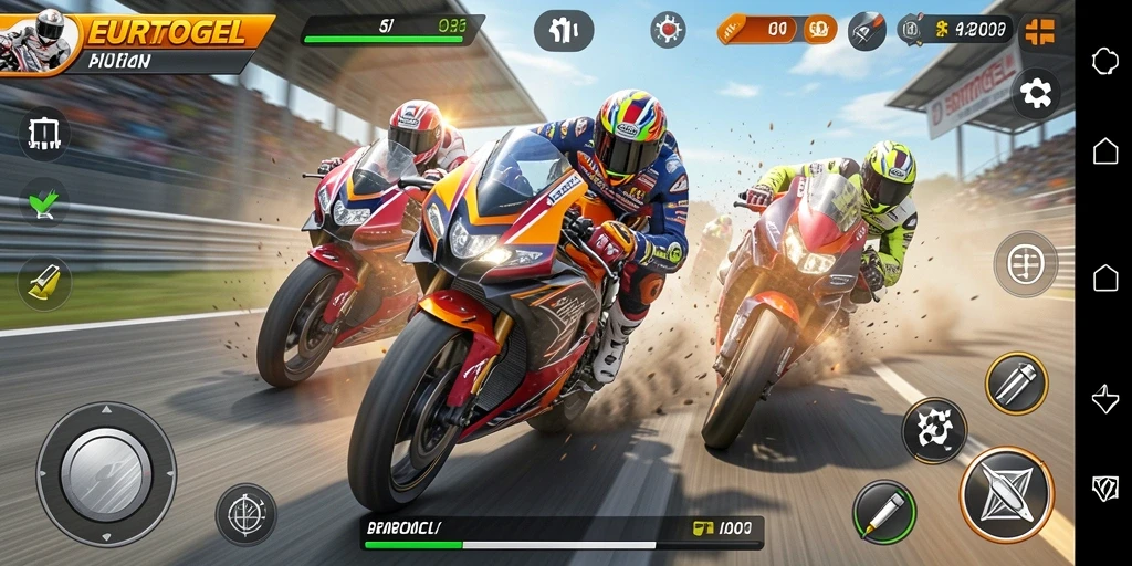 Screenshot EUROTOGEL menampilkan aksi balapan motor yang mendebarkan.