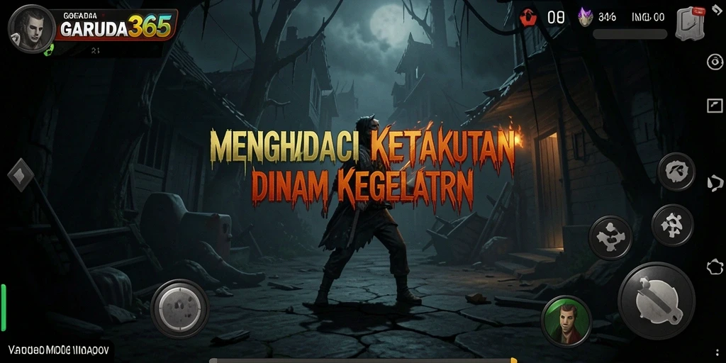 Screenshot gameplay GARUDA365 menampilkan suasana kegelapan dan ketegangan.