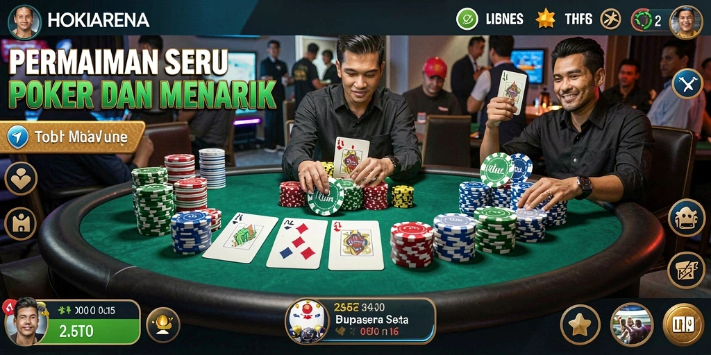 Tampilan menarik dari gameplay Poker di HOKIARENA