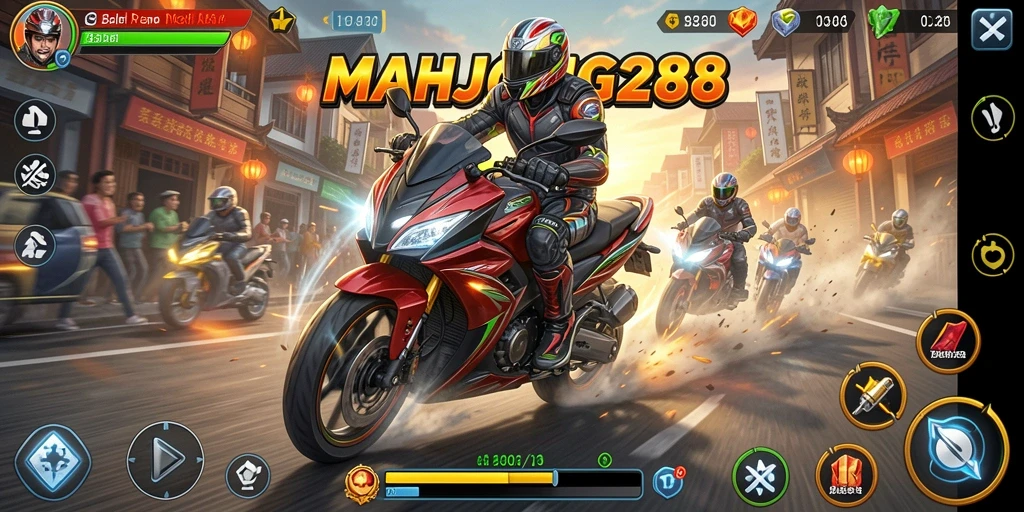 Tampilan gameplay menyenangkan dalam balapan motor yang intens.