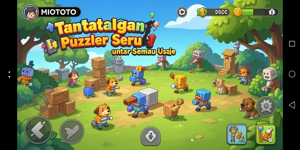 Tampilan gameplay MIOTOTO yang seru dan penuh warna.