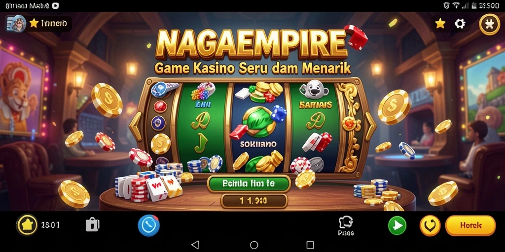 Screenshot gameplay NAGAEMPIRE menampilkan momen seru di kasino.