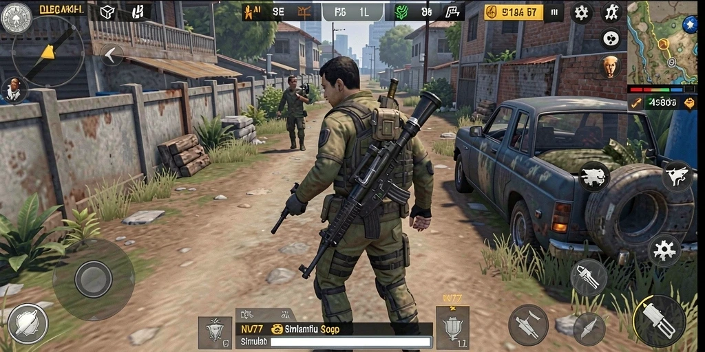 Tampilan menarik dari gameplay NV77 saat karakter menjalani aktivitas sehari-hari.