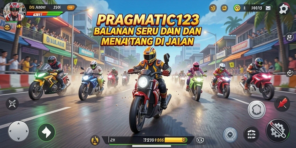 Gameplay PRAGMATIC123 yang menegangkan dengan mobil balap di lintasan.