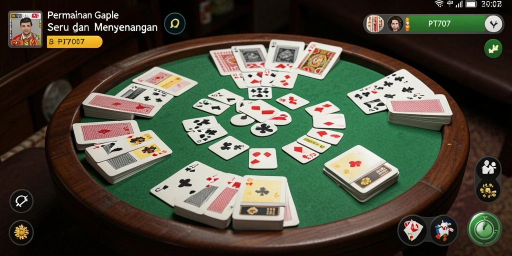 Screenshot PT707 menampilkan gameplay Gaple yang mengasyikkan.