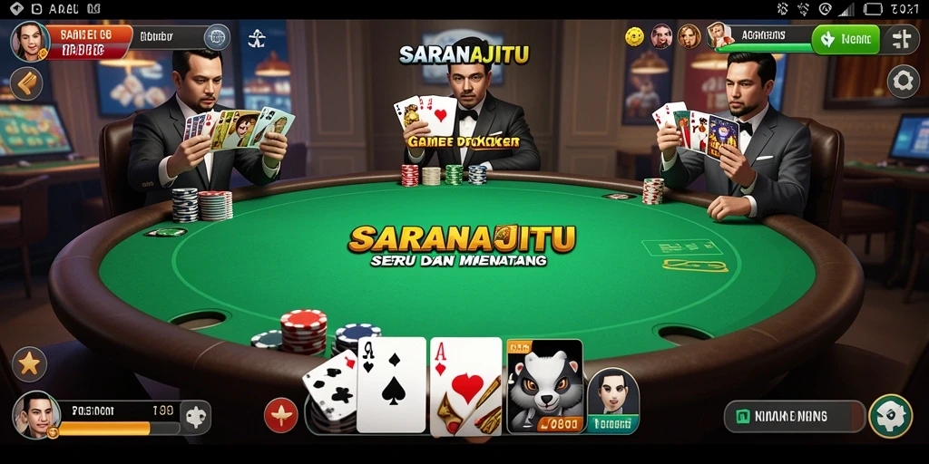 Screenshot menunjukkan pemain aktif dalam permainan Poker yang seru.