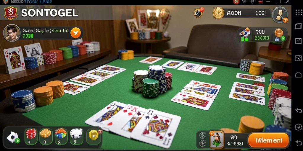 Tampilan gameplay menarik dan seru dalam permainan Gaple SONTOGEL.
