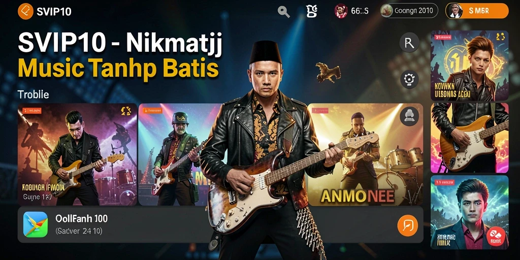 Screenshot SVIP10 menunjukkan tampilan antarmuka aplikasi Music yang menarik.