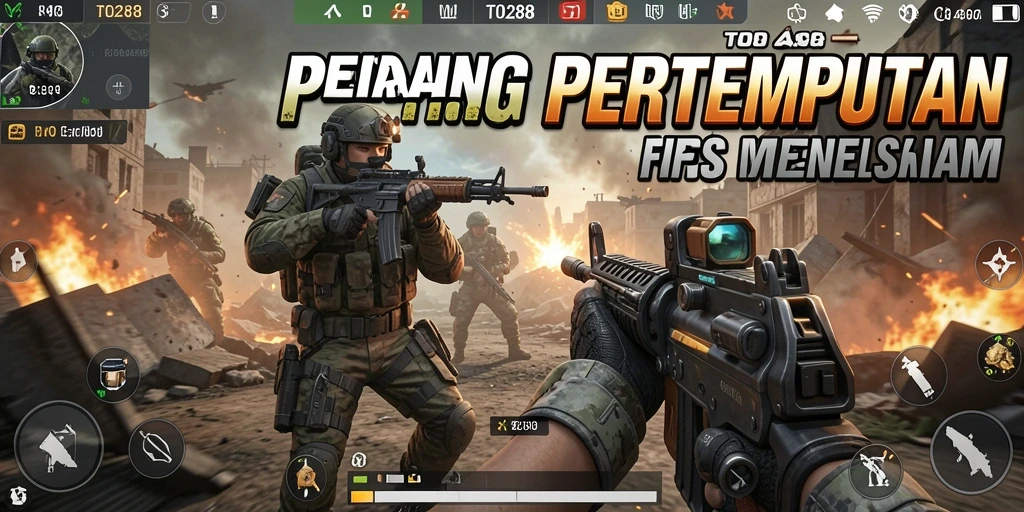 Screenshot gameplay TO288 menunjukkan aksi tembak-menembak yang mendebarkan.