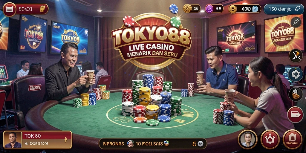 Screenshot menunjukkan momen seru gameplay Live Casino di TOKYO88.